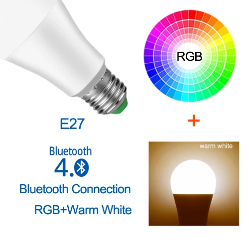 B22 умная Светодиодная лампа E27 RGBW 15 Вт WiFi лампа Bluetooth 4,0 умная лампа RGB+ белый цвет изменение затемнения AC85-265V гостиничная кухонная лампа - Испускаемый цвет: E27 RGBWW Bluetooth