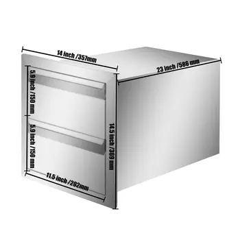 VEVOR Stainless Steel Kitchen Locker Flush Mount Multiple Access Drawer with Food-grade Handle Patio Grill Station BBQ Island 6