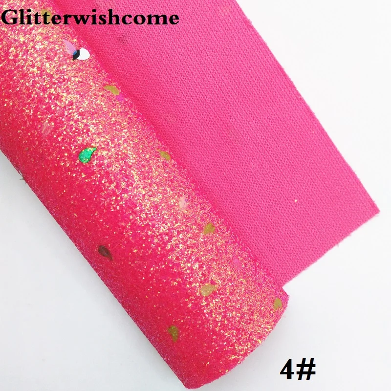 4 Glitterwishcome 30X134 см мини-рулон, блестящая ткань, винил для бантов Fluo блестящая кожаная ткань винил для бантов, GM220 - Цвет: 4