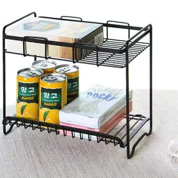 

Household Double Wrought Iron Storage Rack Home Shelves Floor Seasoning Shelf Vanity Finishing Rack Bathroom Kitchen Accessories