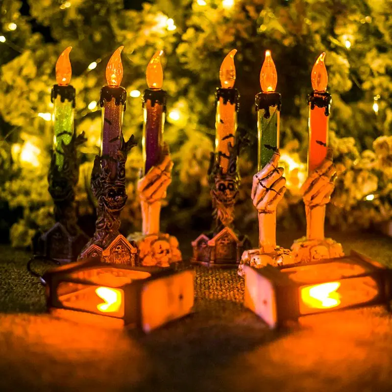 Halloween Horror Skeleton Ghost Handheld LED Candle Light House Party Decoration Candle Light