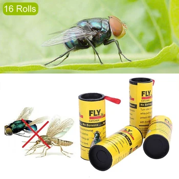 

16 Rolls Sticky Fly Paper Eliminate Flies Insect Bug Home Glue Paper Catcher Trap Fly Bug Mosquito Killer Buzz Fly Trap Device