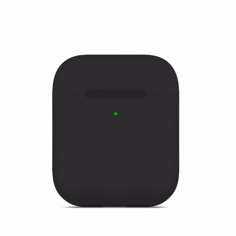 Тонкий силиконовый наушник чехол для Apple Airpods 2 чехол для AirPods Беспроводная зарядная коробка ультра тонкий для AirPods 2 защитный чехол - Цвет: Black