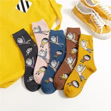 SP& CITY/5 пар, женские хлопковые носки с мультяшным принтом, женские,, Harajuku, забавные хипстерские носки для скейтборда, осень, Новое поступление, носки