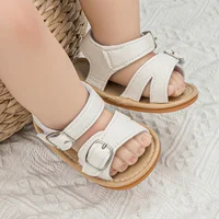 KIDSUN 2021 Newborn Baby Sandals Shoes Infant Girl Boy Summer Outdoor Rubber Learther Anti-slip Flat Soft Toddler First Walkers 5