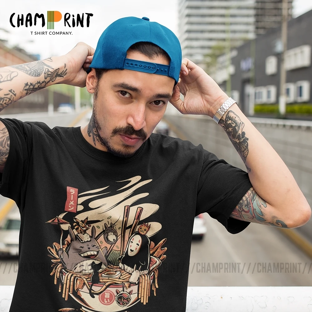 Skup Ramen impreza przy basenie t shirt męski w japońskim stylu harajuku hayao miyazaki Totoro T shirty nowością czystej koszulki bawełniane nadrukowana odzież