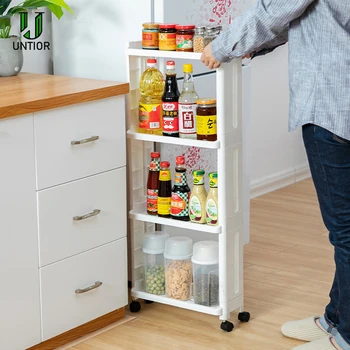 

UNTIOR The Goods For Kitchen Storage Rack Fridge Side Shelf 3/4 Layer Removable With Wheels Bathroom Organizer Shelf Gap Holder