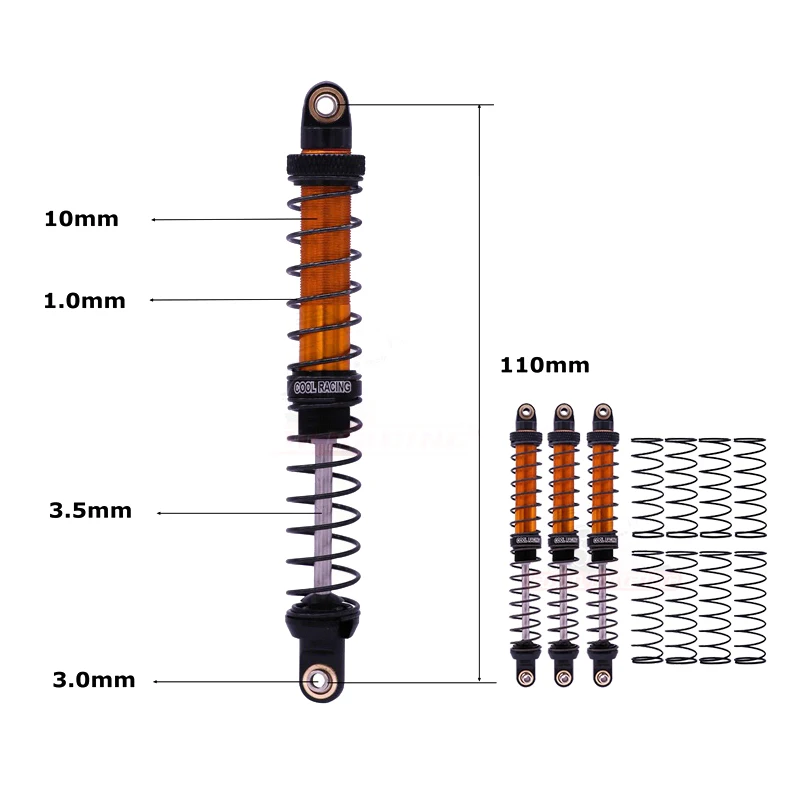 4 шт. Металлические Амортизаторы для Rock Crawler 70 мм 80 90 100 110 120 AXIAL SCX10 D90 CC01|Детали и