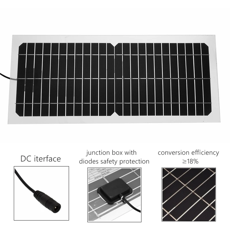 10 Вт солнечная панель USB выход солнечный набор фотоэлементов полугибкий монокристаллический солнечный элемент DIY модуль открытый DC 12 В/18 в лодочное зарядное устройство