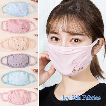 

Fashion Floral Printed UV Protection Face Mask Summer Thin Ice Silk Sunscreen Mouth Mask Breathable Resuable Women Face Shield