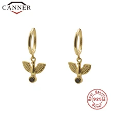 INS, 925 пробы, серебряные, звезда, луна, циркон, маленькие серьги-кольца для женщин, простой: золото, серебро, круглые серьги с голубем мира