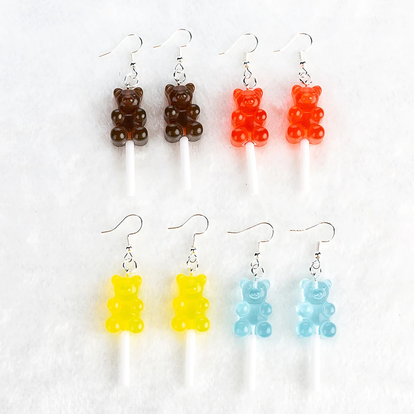1 пара женские серьги капельки с имитацией леденцов жевательные медведи