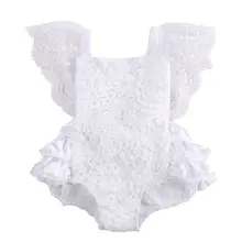 Emmaaby/белая кружевная одежда боди для новорожденных девочек комбинезон с пышными рукавами, летняя одежда для малышей пляжный костюм на возраст от 0 до 18 месяцев