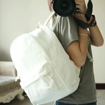 

Canvas Backpack Women Men Student Large Capacity Solid Laptop Casual Rucksack School Bag