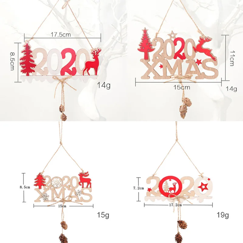 1Pcs Merry Christmas Wooden Pendants Decoration Chrismas Party Home Decor Kids DIY Craft Gift Xmas Tree Ornaments Supplies