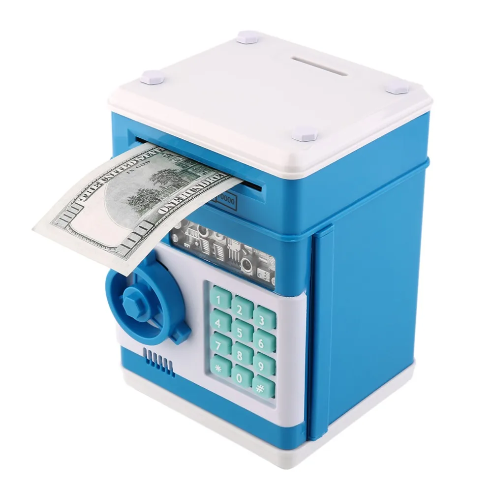 

Eworld Hot New Piggy Bank Mini ATM Money Box Safety Electronic Password Chewing Coin Cash Deposit Machine Gift for Children Kids