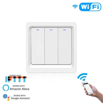 

WiFi Smart Home Light Switch Voice Control Smart Life/Tuya APP Wall Bulb Switch Remote Control Works with Alexa Google Home