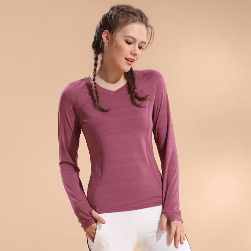 CretKoav новые женские свободные спортивные футболки спортивная дышащая одежда для фитнеса быстросохнущая футболка для йоги с длинным рукавом