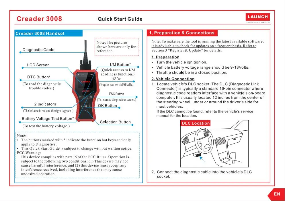 LAUNCH Creader 3008 Профессиональный OBD2 сканер Улучшенный OBDII EOBD диагностический код считыватель