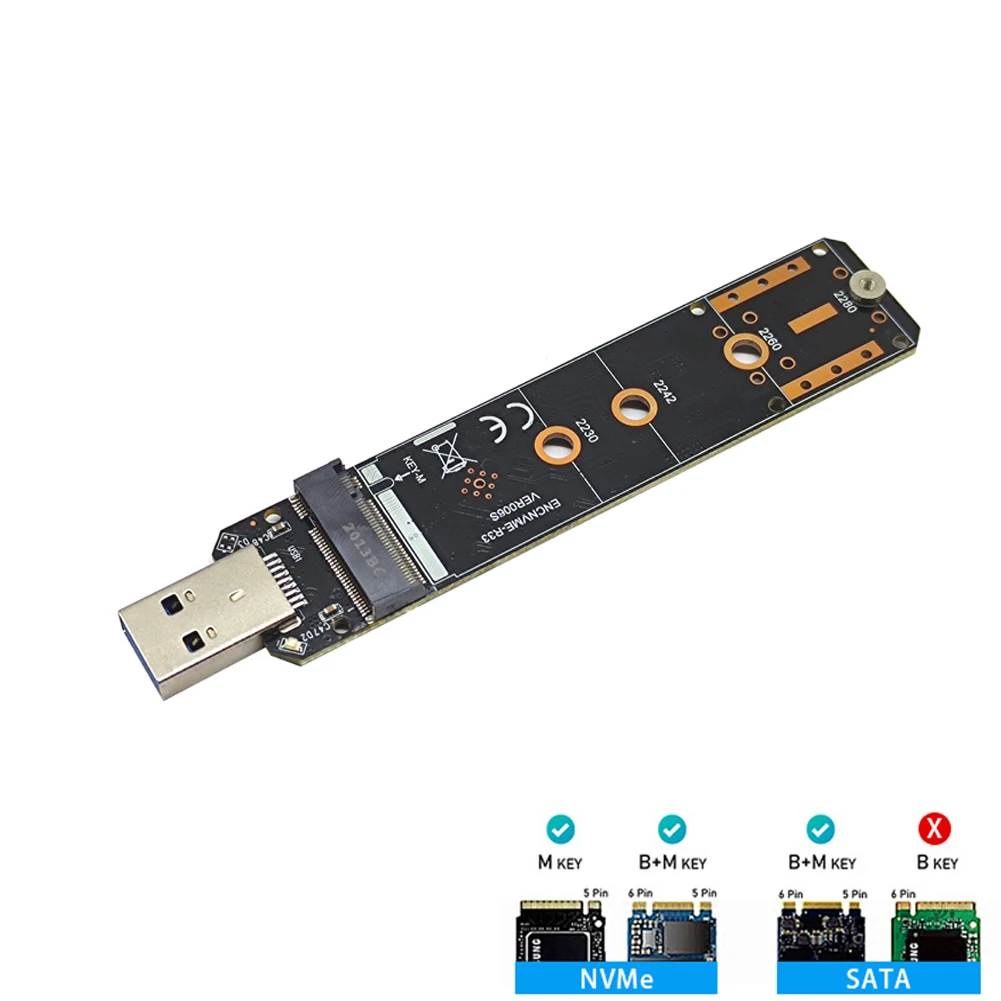 mønster dyr Udgravning Dual Protocol M.2 NVME to USB 3.1SSD Adapter,M2 SSD to NGFF Converter Card  10Gbps USB3.1 Gen 2 for Samsung 970 960/For Intel