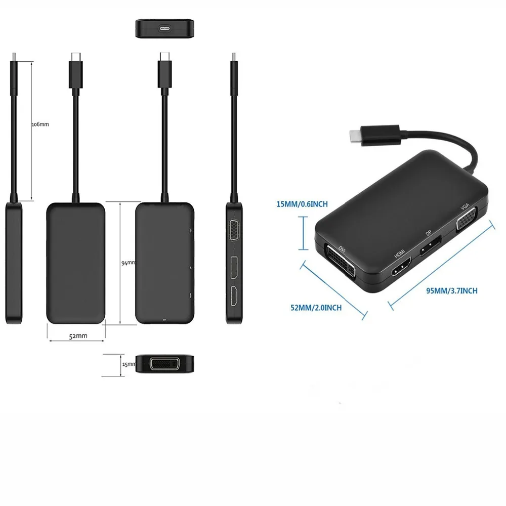 USB C HDMI VGA DP DVI 4K кабель типа c к VGA HDMI DP DVI адаптер для проектор HDTV монитор