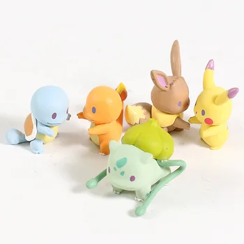 

Anime Monsters March Line Up Eevee Bulbasaur Charmander Squirtle Mini PVC Figures Collectible Toys 5pcs/set