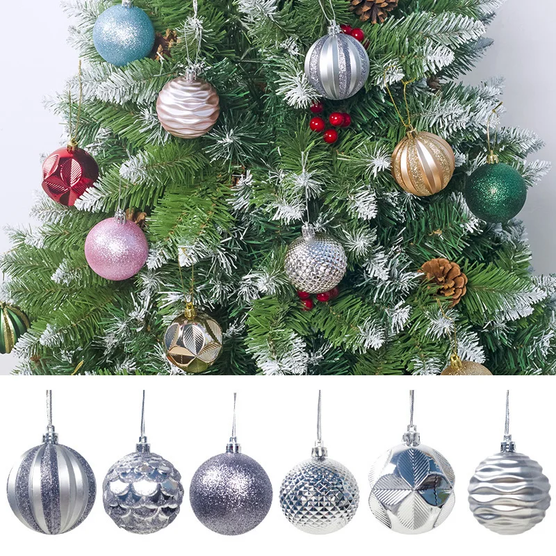 12pcs New Year Christmas Tree Ball Baubles Hanging Ornament Xmas Home Decoration 6-8cm Tree Balls Accessories