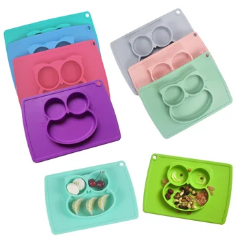 

Baby Food Grade Silicone Owl Silicone Placemat Children's Dinner Plate Non-Slip Tableware Kids Plate
