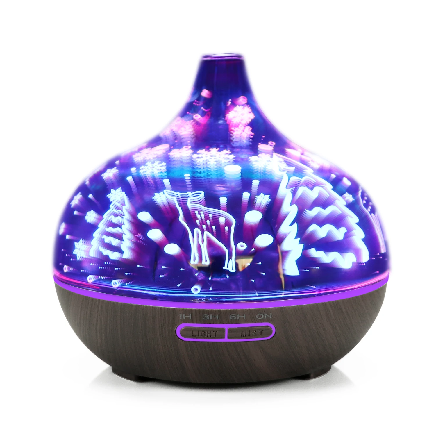 00ml Ultrasonic Humidifier With Remote Control 3D Electric Aromatherapy Essential Oil Air Diffuser Glass Diffusers For Rooms - Цвет: Reindeer-B