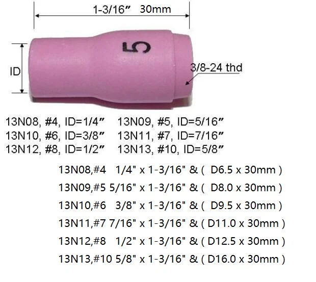 TIG короткая газовая линза 17GL116 1 6 мм 1/16 дюйма #10 Pyrex Cup газовые линзы глиноземные