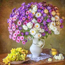 GATYZTORY 5D алмазная живопись полный квадратный DIY домашний декор мозаика Стразы Картина на холсте с логотипом на заказ Хризантема на столе