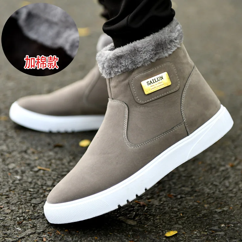 New Winter Men's Shoes Warm Casual Shoes Leather Fashion High Top Sports Walking Lace Up Men's Ankle Boots Zapatillas Hombre