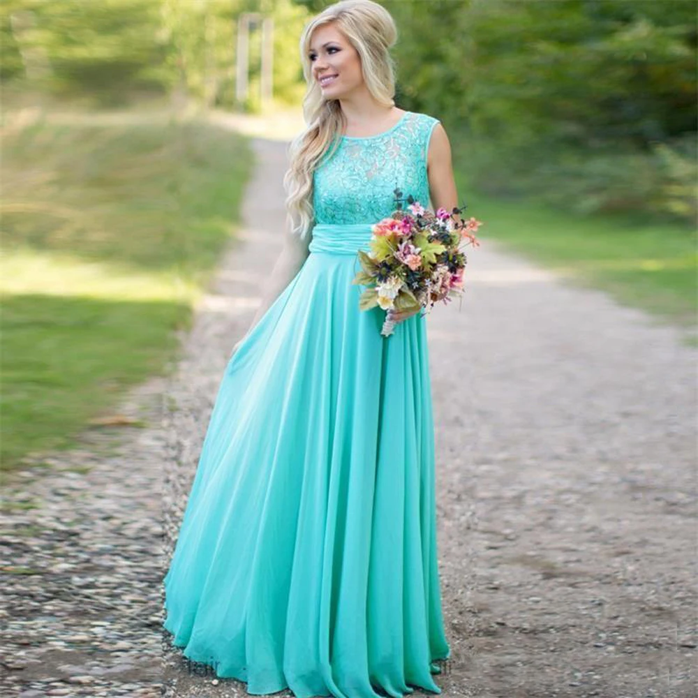 aqua-turquoise-country-bohemian-lace-bridesmaid