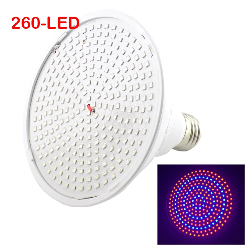 260 LED Полноспектральные светодиодные лампы для выращивания растений E27, лампы для выращивания растений, лампы для комнатной гидропоники, комнатный культиватор, растительный цветок, теплица - Испускаемый цвет: 260 LED