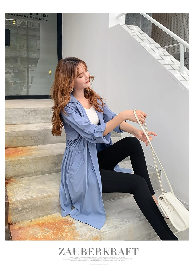 Фотосессия~ небольшой видео осень стиль корейско-Стиль свободного кроя средней длины Тренч тонкое пальто
