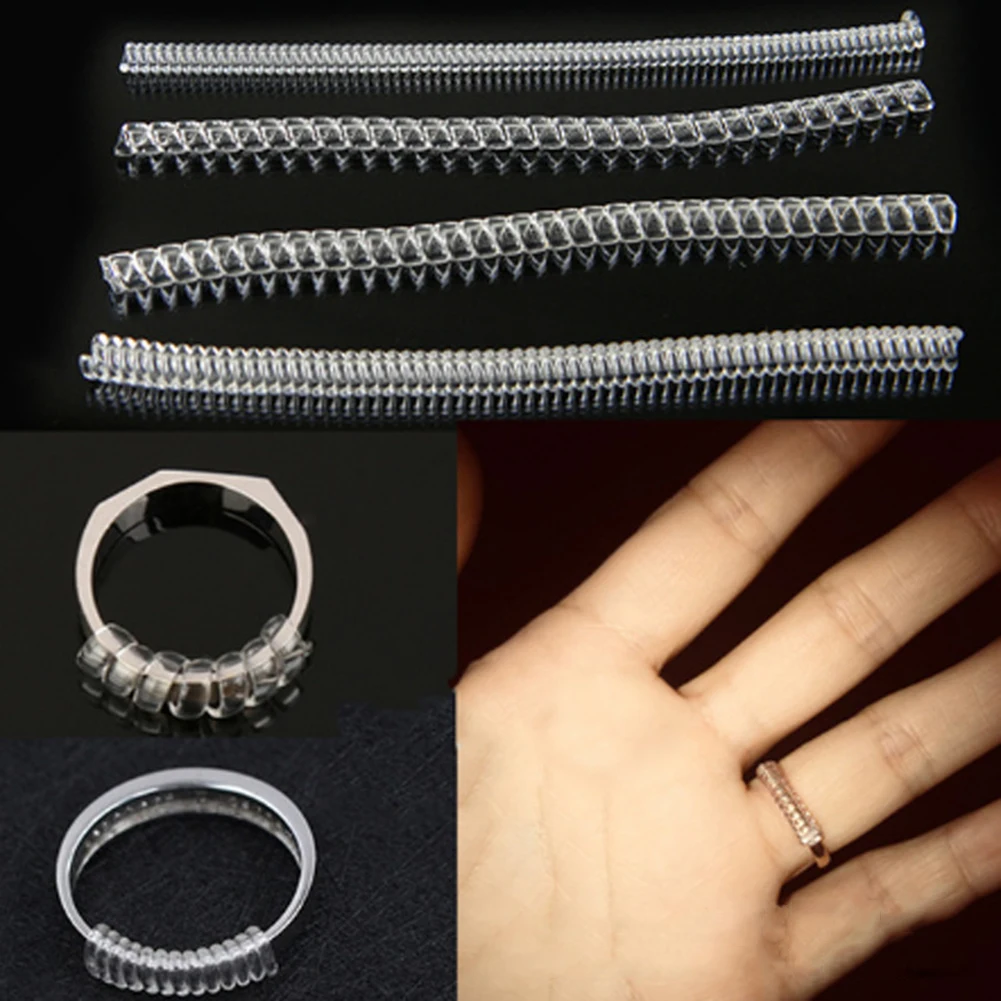 4/8/12pcs/Lot Invisible Transparent Spiral Based Ring Sizer Adjuster Guard  Insert Tightener Reducer Resizing