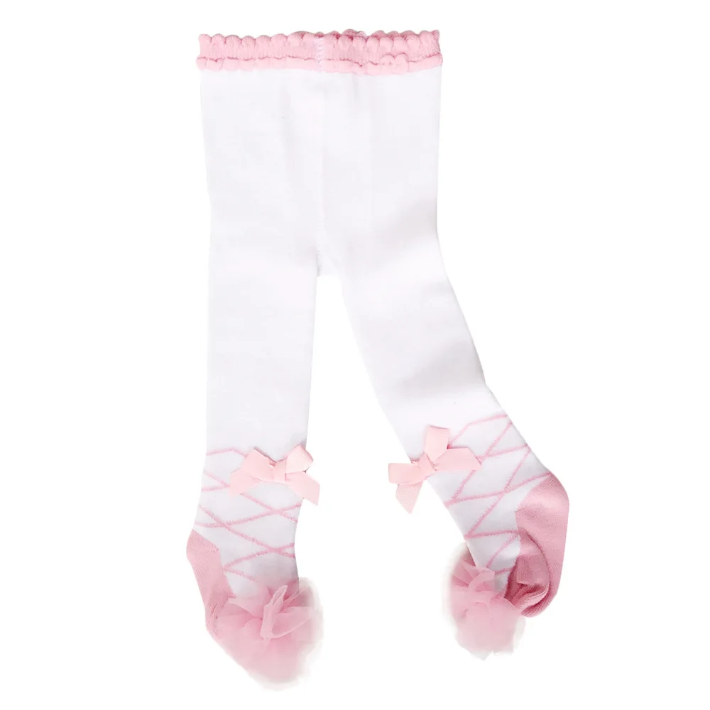 Детские колготки с милым кружевным бантом в горошек для новорожденных девочек от 0 до 36 месяцев, детские колготки, штаны, осенне-зимние детские штаны - Цвет: 1