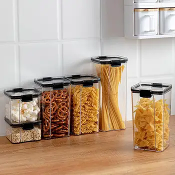 700/1300/1800ML Food Storage Container Plastic Kitchen Refrigerator Noodle Box Multigrain Storage Tank Transparent Sealed Cans 3