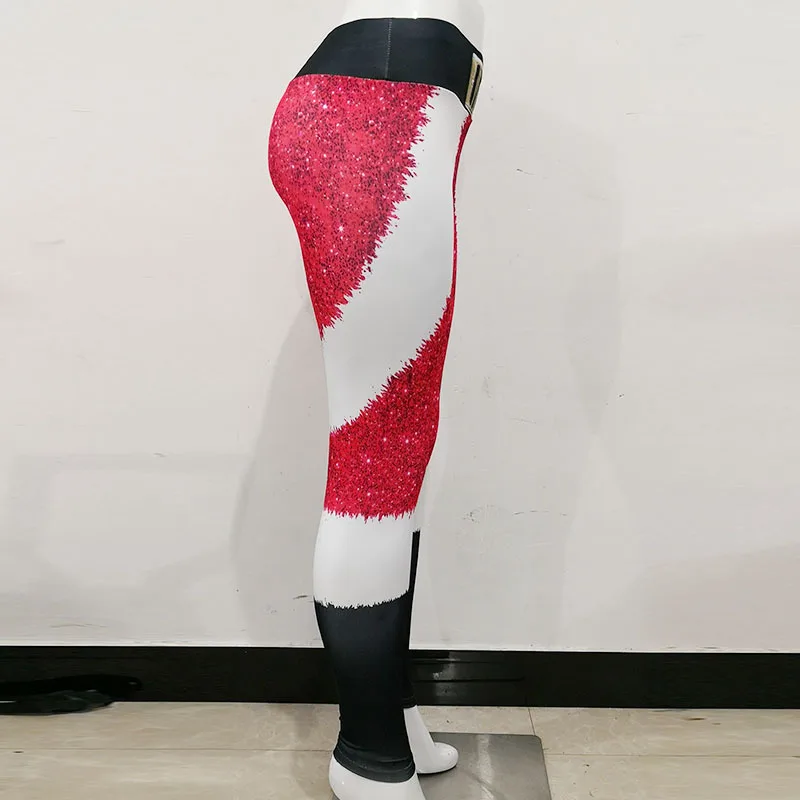 Полосатые штаны для йоги, рождественские спортивные штаны с высокой талией, женские спортивные Леггинсы пуш-ап, тренировочные компрессионные штаны для девочек, женские леггинсы для спортзала