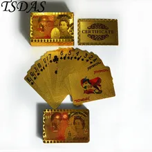 Новые водонепроницаемые пластиковые золотые карты для покера на заказ, английские карточные карты с золотым фольгой 50 фунтов, игральные карты в цветах, не загрязняющие покерные карты