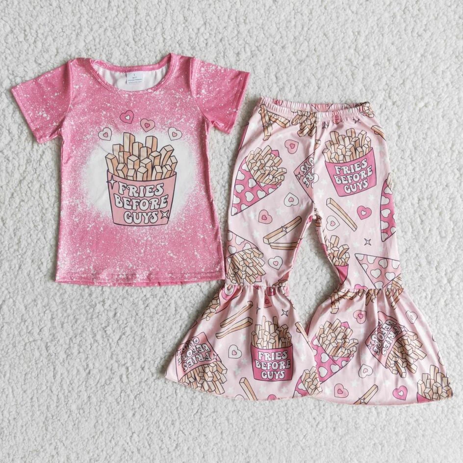 RTS ropa de niños al por mayor con dibujos animados, Túnica de manga ondulada, pantalones cortos con volantes y glaseado, conjuntos de ropa para niños, 2 uds.|set de - AliExpress