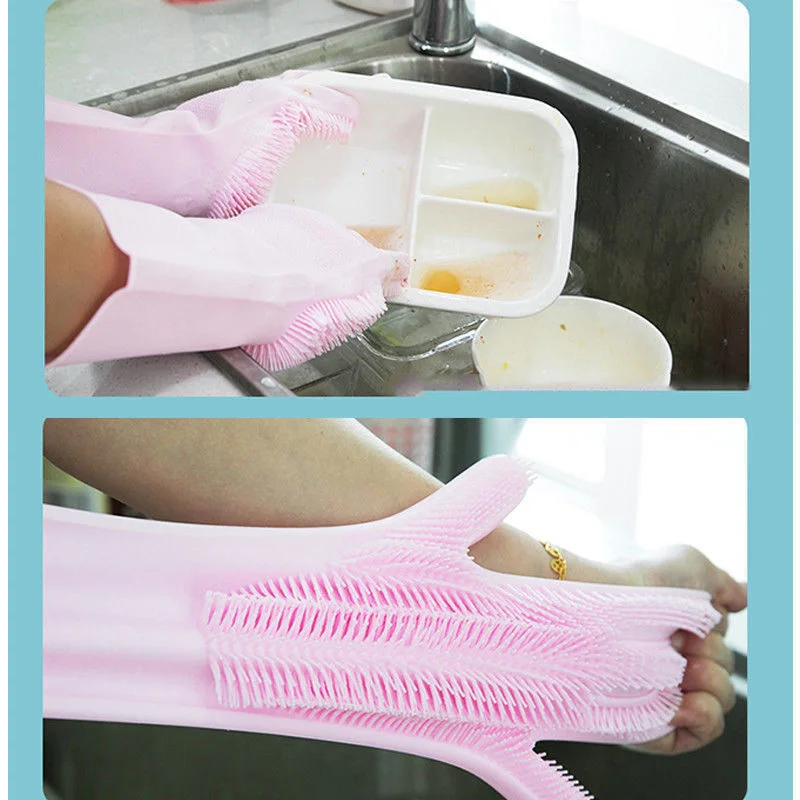1 пара кухонные силиконовые перчатки скруббер резиновые перчатки для пыли мытье посуды Нескользящая изоляционная одежда перчатки
