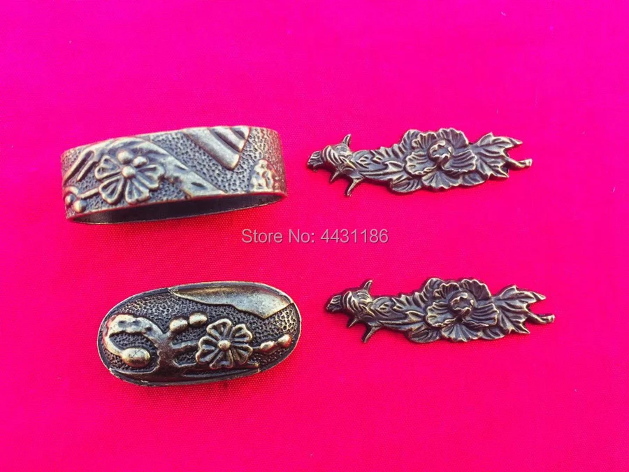 Набор из сплава TSUBA+ FUCHI+ KASHIRA+ MENUKI для японского самурайского меча катана, фурнитура высокого качества из металла, аксессуары для рукоделия