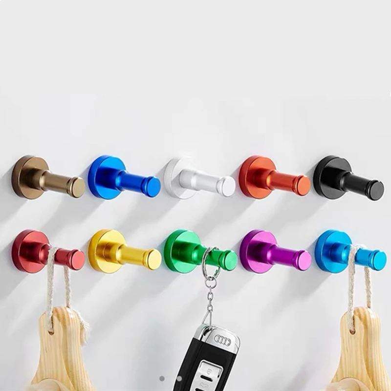 ColorfulRobeHooksBlackSilverSpaceAluminumDoorHooksKitchen