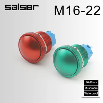 

16/19/22mm Waterproof Metal Push Button Switch Large Ball Head Start Self-locking Fixation Reset Momentary Red Green Mushroom