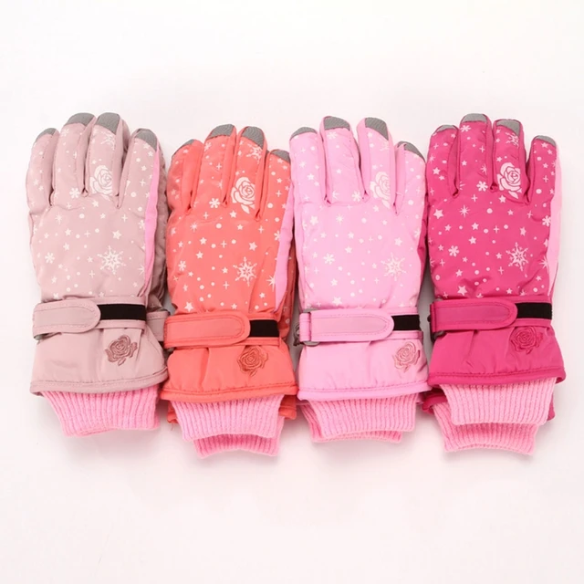 1 Pair Baby Girls Winter Thicken Warm Gloves Windproof Children Skiing Cycling Gloves for Kids Outdoor Sports Mittens 2