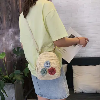 

Woven Small Cherry Straw Beach Bag Korean Fashion Flowers Women Cross Body Bag Shoulder Messenger Bags Handbags