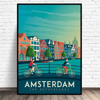 

Amsterdam Travel Canvas Painting Art Print Poster Picture Wall Modern Minimalist Bedroom Living Room Decoration