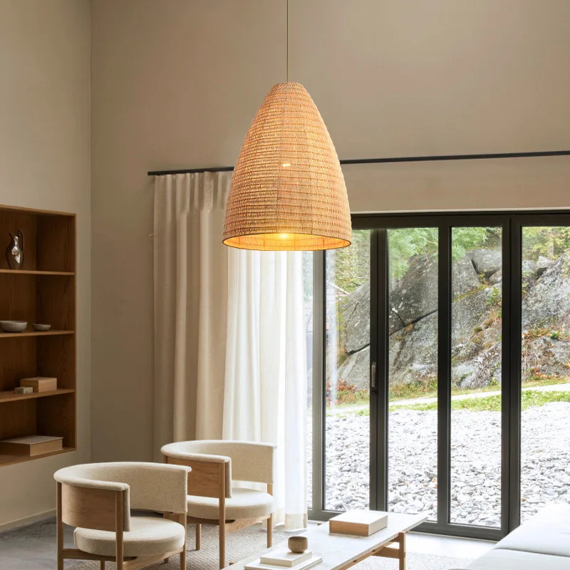 Подвесной светильник из ротанга в скандинавском стиле простой художественный