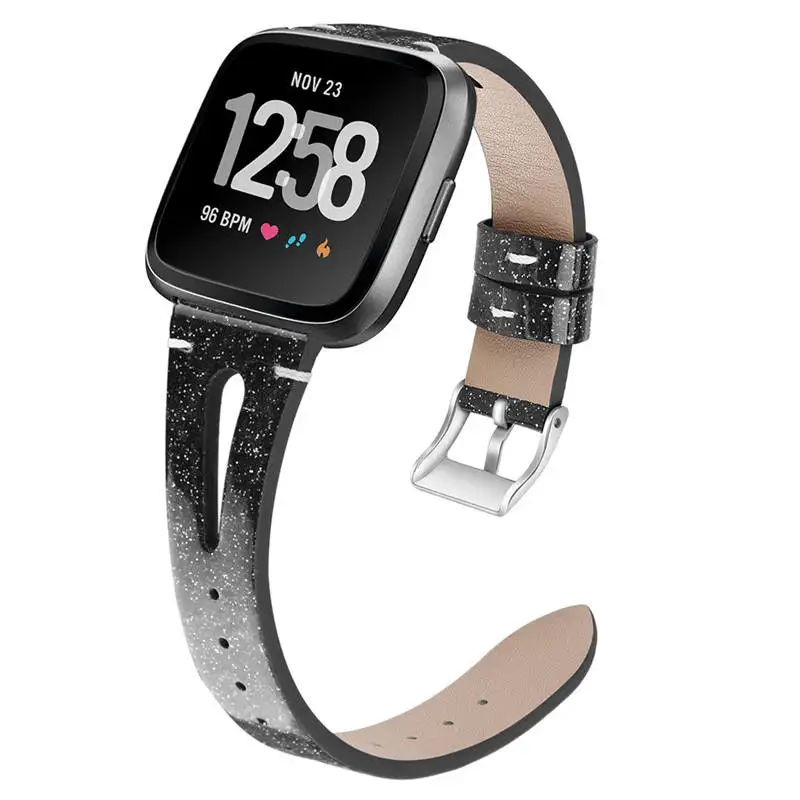 PU+ кожаный часы с яркими украшениями Bling Band Браслет для Fitbit Versa смарт-браслеты для часов долговечные аксессуары#726